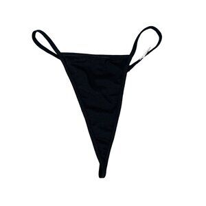 Sexy Black Thong With Rhinestone Straps Size S
